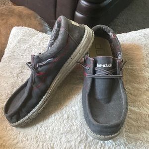 Gray Men’s Hey Dudes with Red Accent Threading